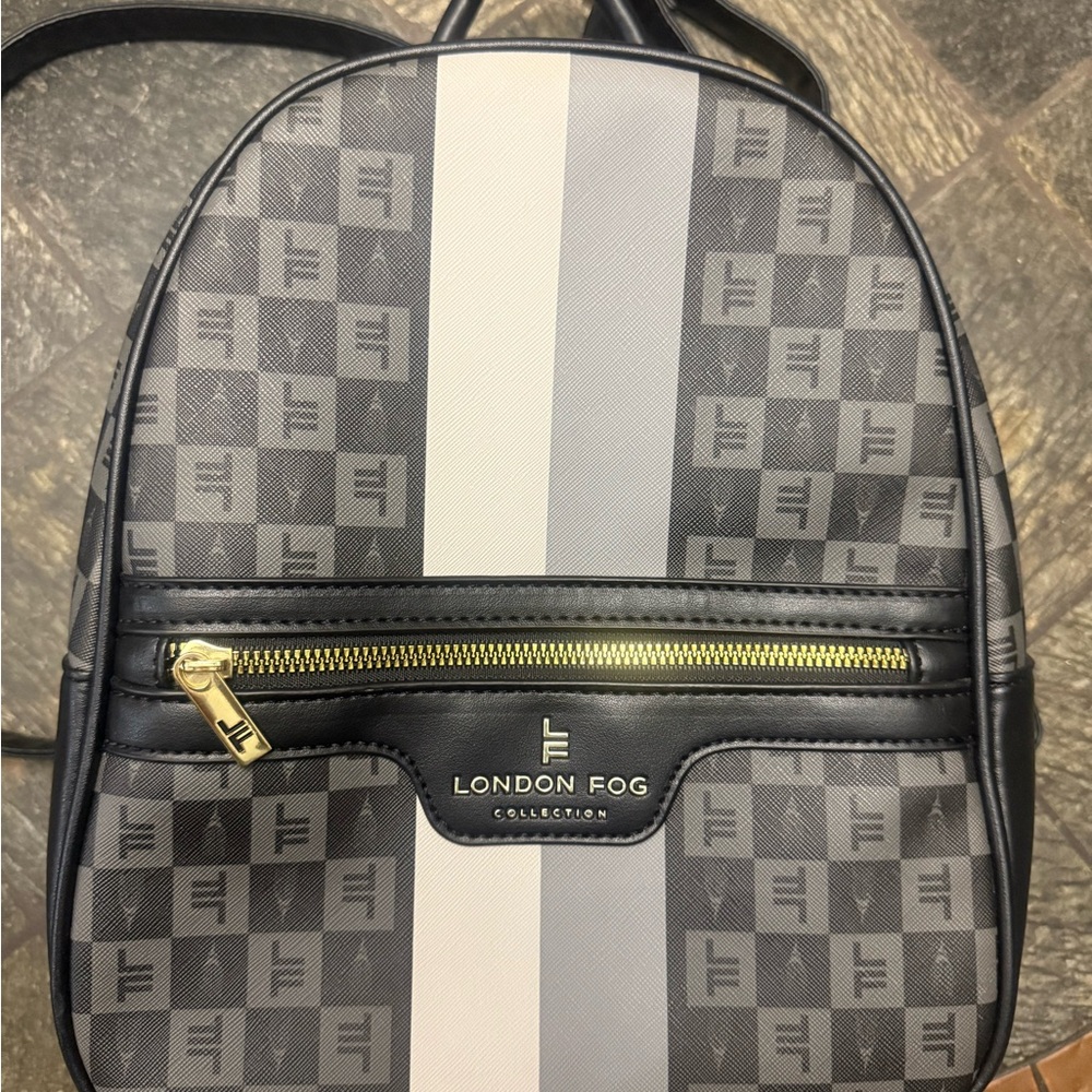 London Fog Black and Gray Monogram Backpack
